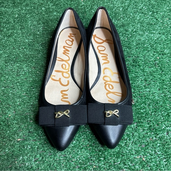Sam Edelman Womens Lizzy Pointy Toe Suede Ballet Flats Size 6.5 Black Bow - NEW - Picture 2 of 12